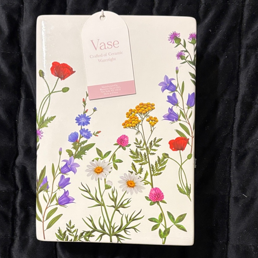 Floral Ceramic Book Vase - Multicolor